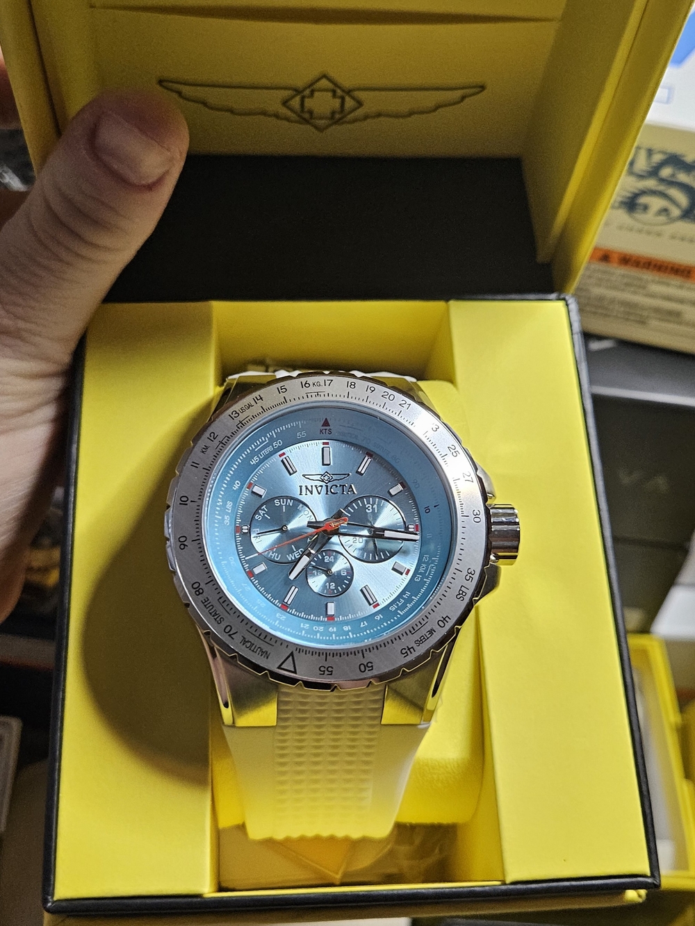 Invicta Men's Aviator Quartz Light Blue Dial Watch 50960 - 50mm - Picture 11 of 12